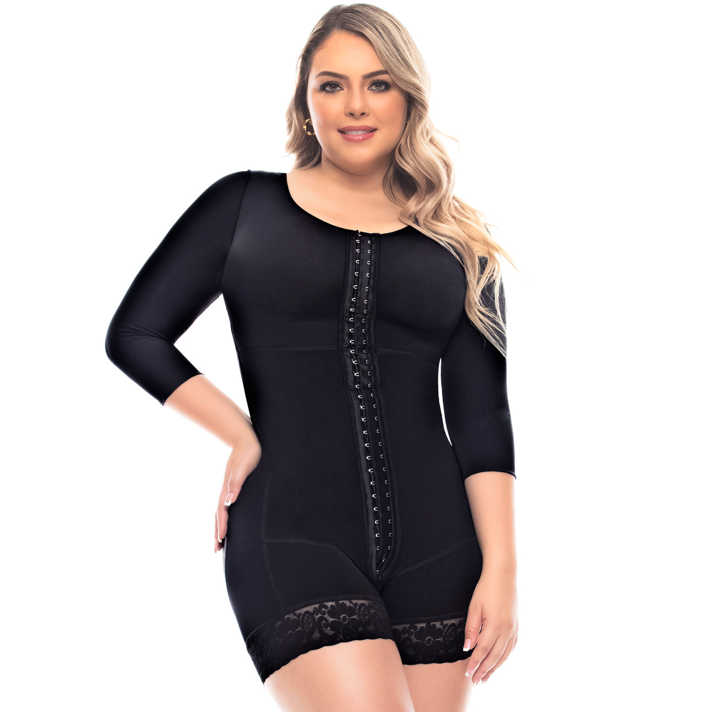 Post-Surgery Full Body Shaper with Sleeves – Mid-Thigh Faja