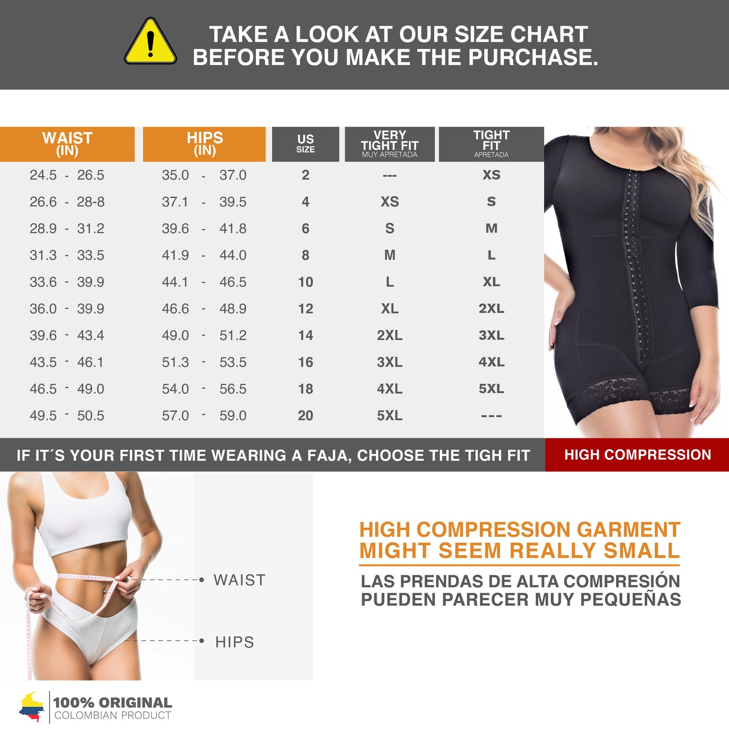 Post-Surgery Full Body Shaper with Sleeves – Mid-Thigh Faja
