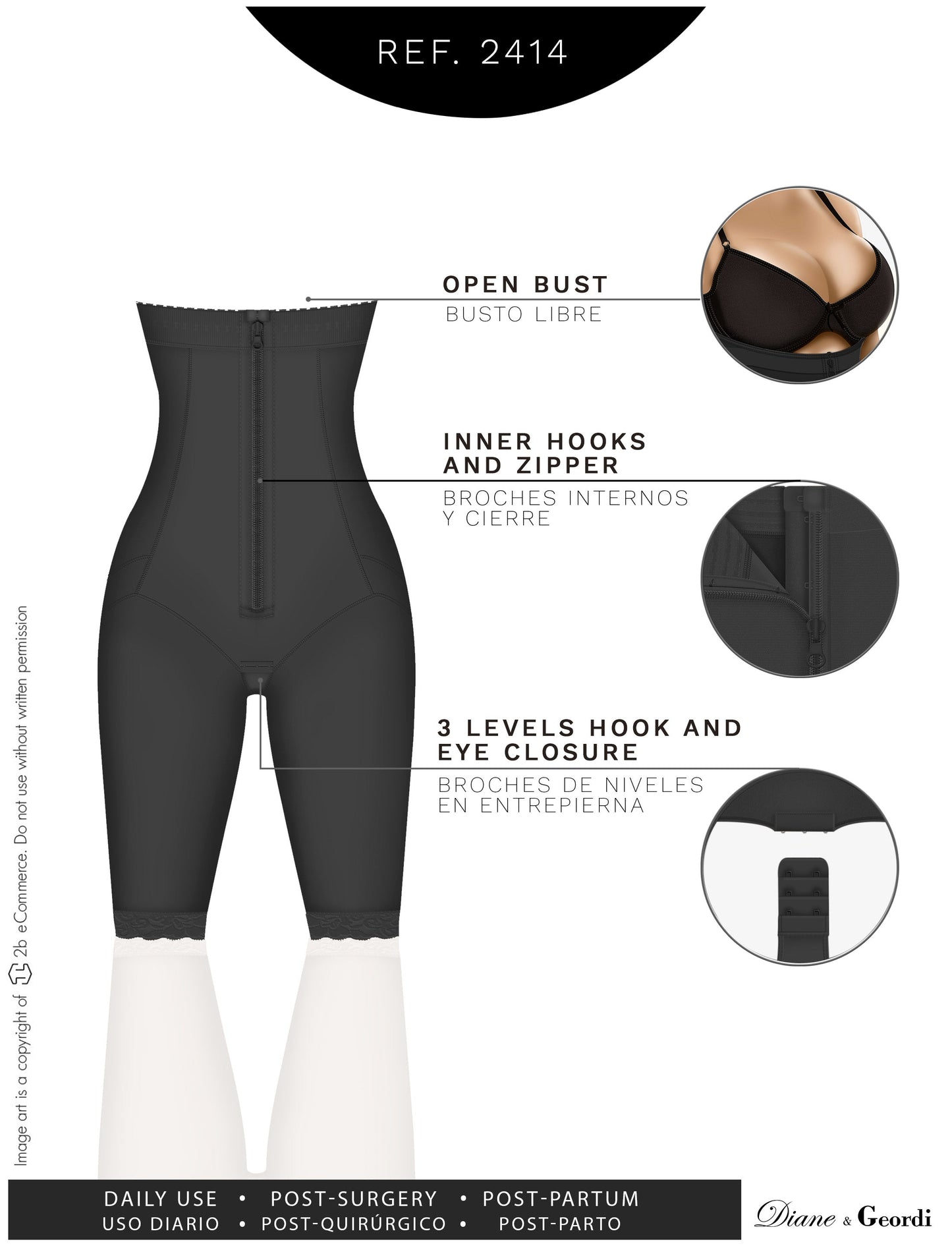 Diane & Geordi 2414 Tummy Control Capri Shapewear / Powernet - Pal Negocio