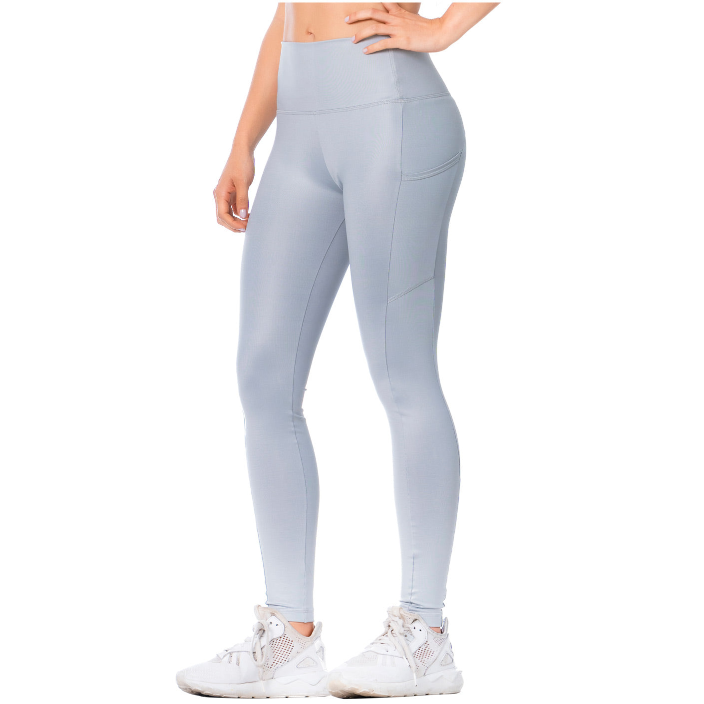 High-Rise Shimmer Silver Sports Leggings for Women – Stretchy, Sculpting & Stylish