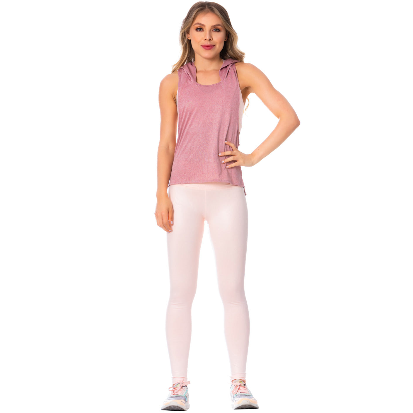 High-Rise Shimmer Pink Sports Leggings for Women – Stretchy, Sculpting & Stylish